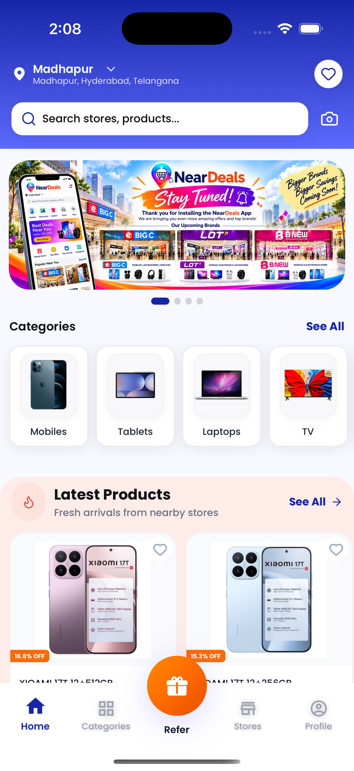 NearDeals discover what’s nearby screen